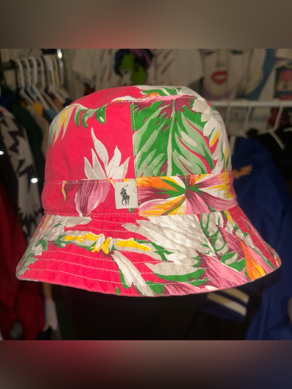 Rare Polo Ralph Lauren Pink Tropical Floral Bucket Hat